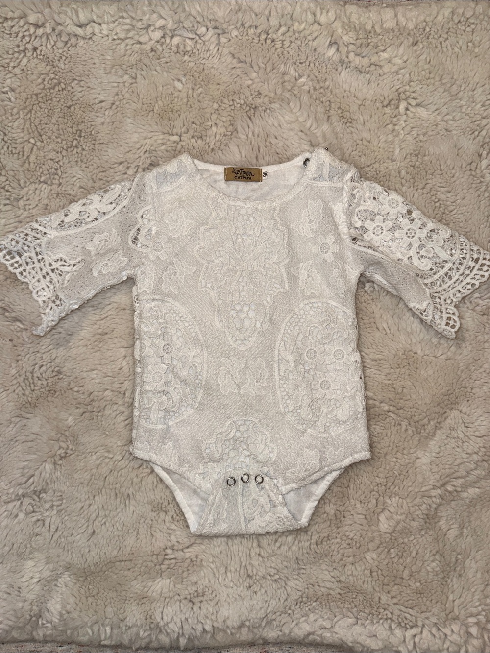 Delicate Lace Baby One-Piece Bodysuit - White